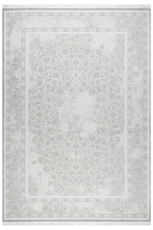 Klasik Medalyon Tasarımlı Pamuk Tabanlı Salon - Oturma Odası Gri Renk Halı