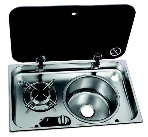 Cam Kapaklı Ocak ve Sağ Evye NL24000