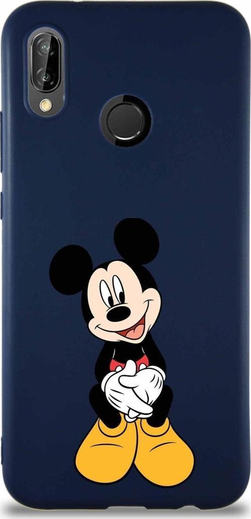 Huawei P20 Lite Soft Premier Kapak Mickey Mouse-A Tasarımlı Silikon Kılıf - Lacivert