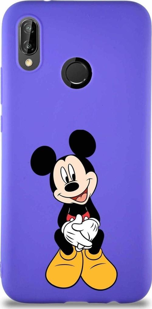 Huawei P20 Lite Soft Premier Kapak Mickey Mouse-A Tasarımlı Silikon Kılıf - Mor