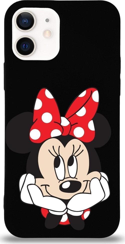 Iphone 12 Mini Uyumlu Lansman Kılıf Minnie Mouse Tasarımlı Altı Kapalı Içi Kadife Kaplı Kapak