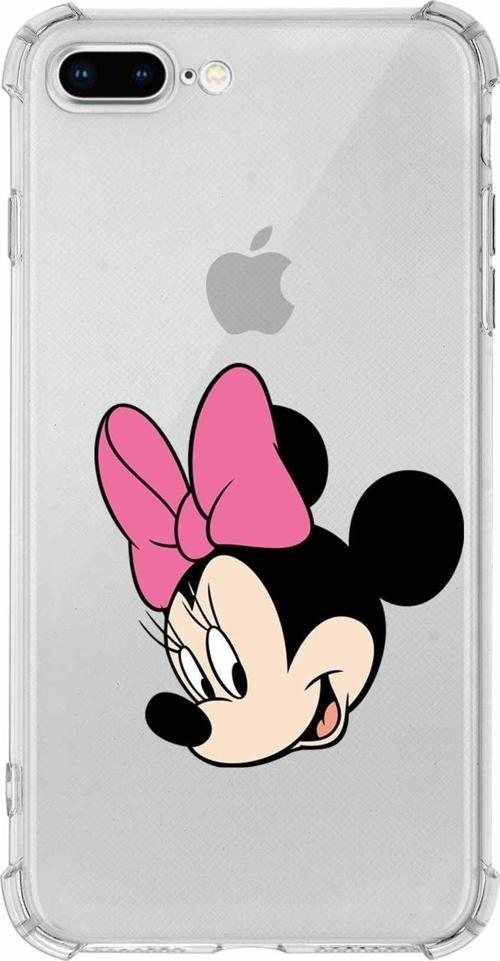 Iphone 7 Plus Uyumlu Köşe Korumalı Antişok Kapak Minnie Mouse Tasarımlı Şeffaf Kılıf