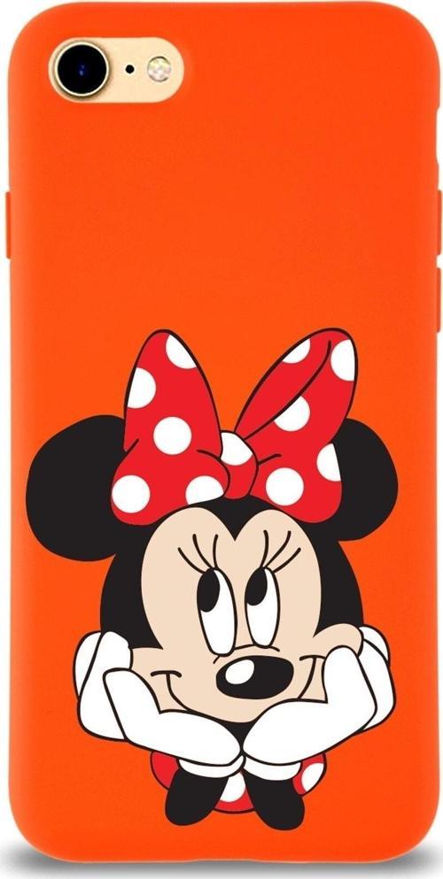 Iphone 7 Uyumlu Lansman Kılıf Minnie Mouse Tasarımlı Altı Kapalı Içi Kadife Kaplı Kapak