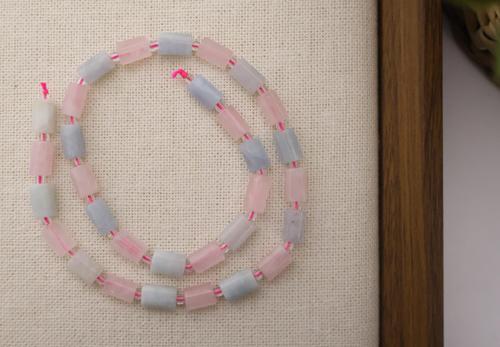 SİLİNDİR KÖŞELİ KESİM PEMBE KUVARS 8X11 MM DOĞAL TAŞ DİZİ- YÜKSEK KALİTELİ DOĞAL TAŞ