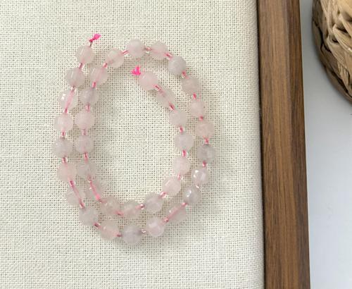 ELMAS KESİM PEMPE KUVARS 8MM DOĞAL TAŞ DİZİ- YÜKSEK KALİTELİ DOĞAL TAŞ