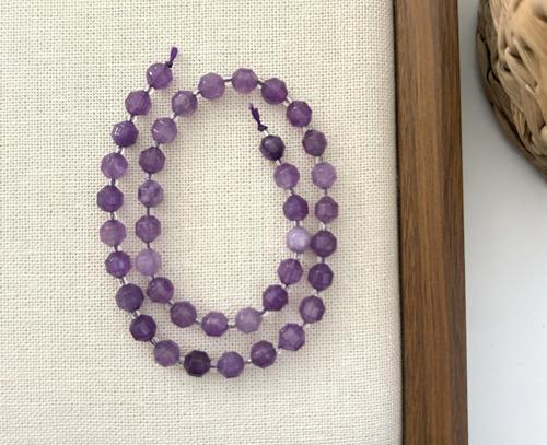 ELMAS KESİM AMETİST 8MM DOĞAL TAŞ DİZİ- YÜKSEK KALİTELİ DOĞAL TAŞ