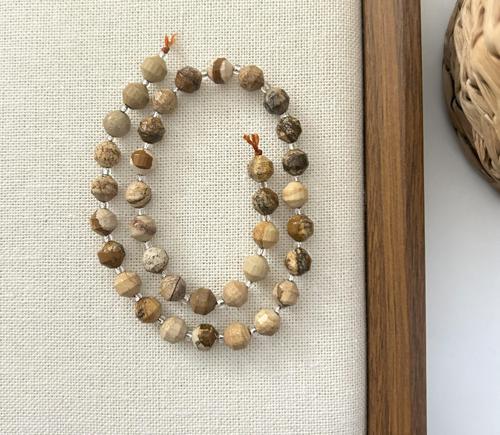 ELMAS KESİM ODUN JASPER 8MM DOĞAL TAŞ DİZİ- YÜKSEK KALİTELİ DOĞAL TAŞ