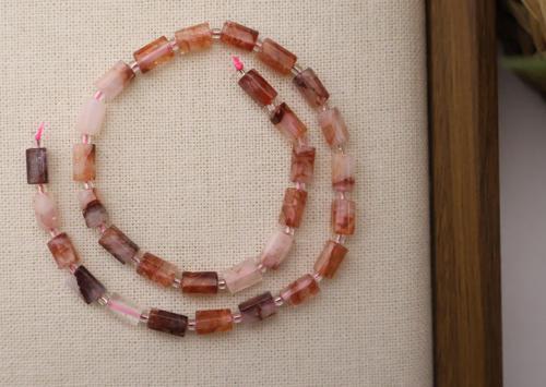 SİLİNDİR KÖŞELİ KESİM ATEŞ,HEMATOİD KUVARS 8X11 MM DOĞAL TAŞ DİZİ- YÜKSEK KALİTELİ DOĞAL TAŞ