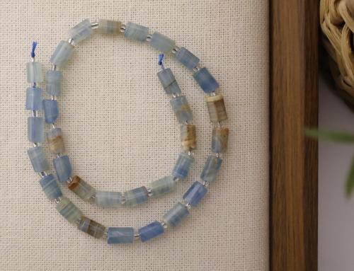 SİLİNDİR KÖŞELİ KESİM MAVİ KALSİT 8X11 MM DOĞAL TAŞ DİZİ- YÜKSEK KALİTELİ DOĞAL TAŞ