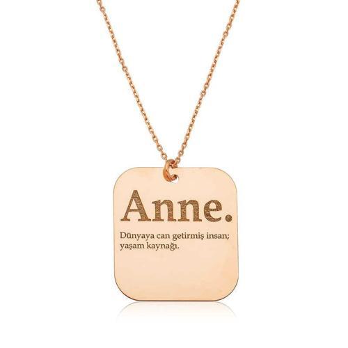 ​gümüş Rose Anne Yazılı Plaka Bayan Kolye