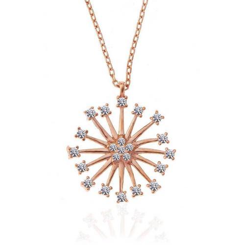 gümüş Rose Çiçek Kadın Kolye