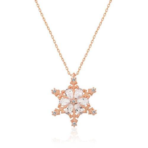 gümüş Rose Kar Çiçeği Bayan Kolye