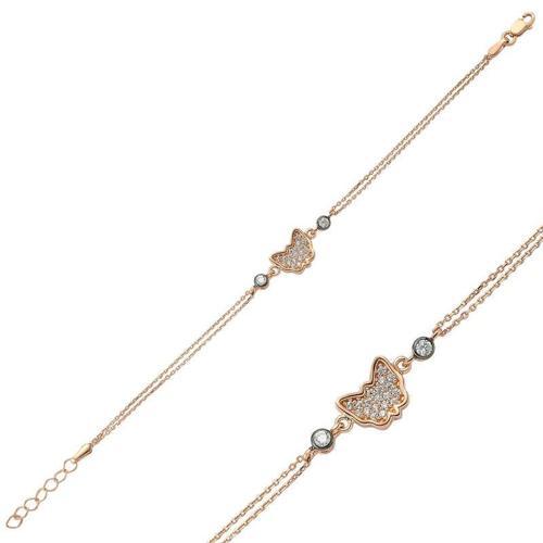 gümüş Rose Kelebek Bayan Bileklik