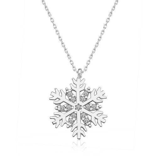 Gümüş Rodyum Kar Tanesi Bayan Kolye