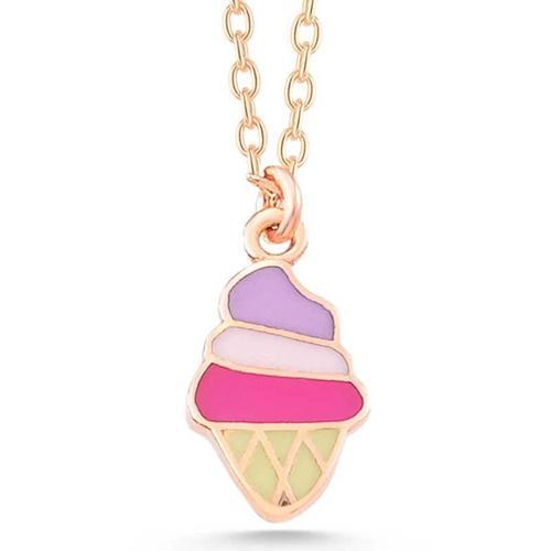 Gümüş Rose Renkli Dondurma Kadın Kolye