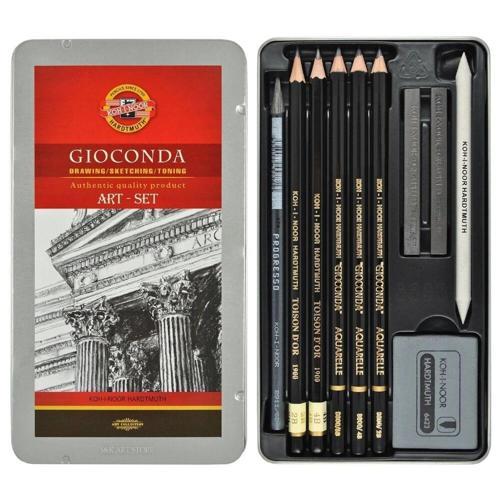Gioconda Art Set Karakalem Eskiz Çizim Seti 10 Parça Metal Kutu