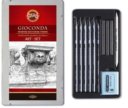 Gioconda Art Set Karakalem Eskiz Çizim Seti 11 Parça Metal Kutu