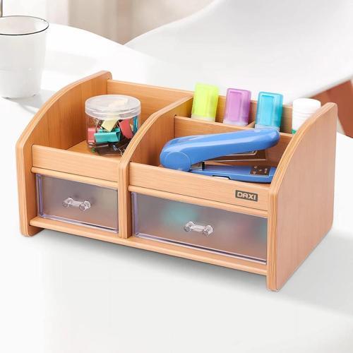 Bambu Ahşap Çekmeceli Kalemlik Çok Amaçlı Makyaj Düzenleyici Organizer