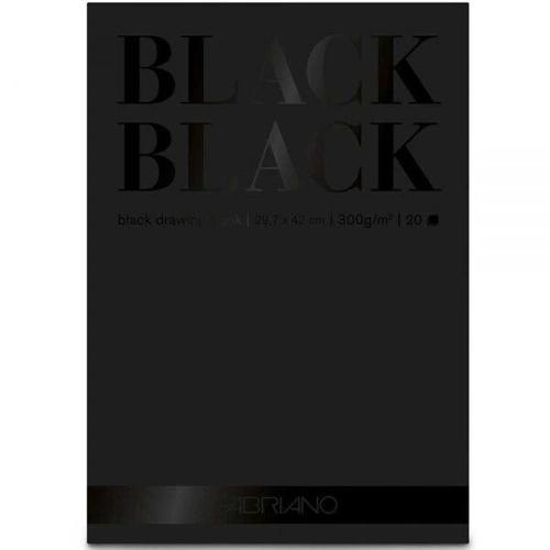 Black Black Çok Amaçlı Pürüzsüz Yüzeyli Siyah Yapraklı Çizim Defteri Blok 300 gr. A4 20 y