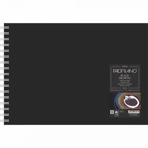 Blackbook Landscape Spiralli Eskiz Çizim Defteri Siyah Yaprak 190 gr. A4 40 yaprak