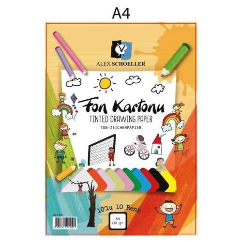 Fon Kartonu 120 gr. A4 10 Renk Karışık Poşetli