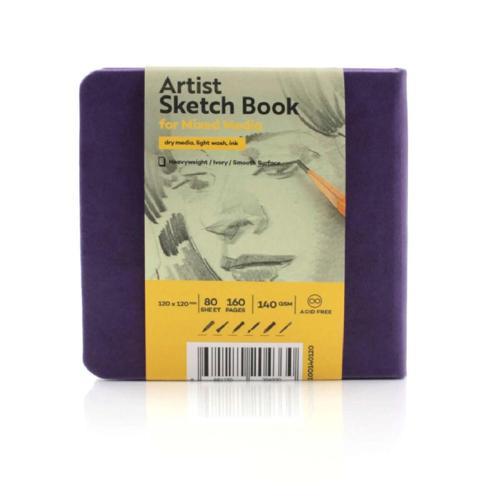 Sketchbook Sert Kapak Eskiz Çizim Defteri 140 gr. 12x12 cm. 80 yp. MOR