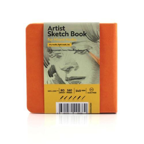 Sketchbook Sert Kapak Eskiz Çizim Defteri 140 gr. 12x12 cm. 80 yp. TURUNCU