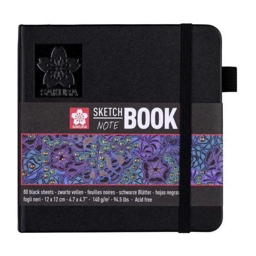Sketchbook Sert Kapak Eskiz Çizim Defteri Siyah Kağıt 140 gr. 12x12 cm. 80 yaprak