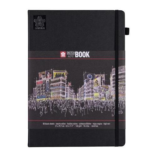 Sketchbook Sert Kapak Eskiz Çizim Defteri Siyah Kağıt 140 gr. 21x30 cm. 80 yaprak