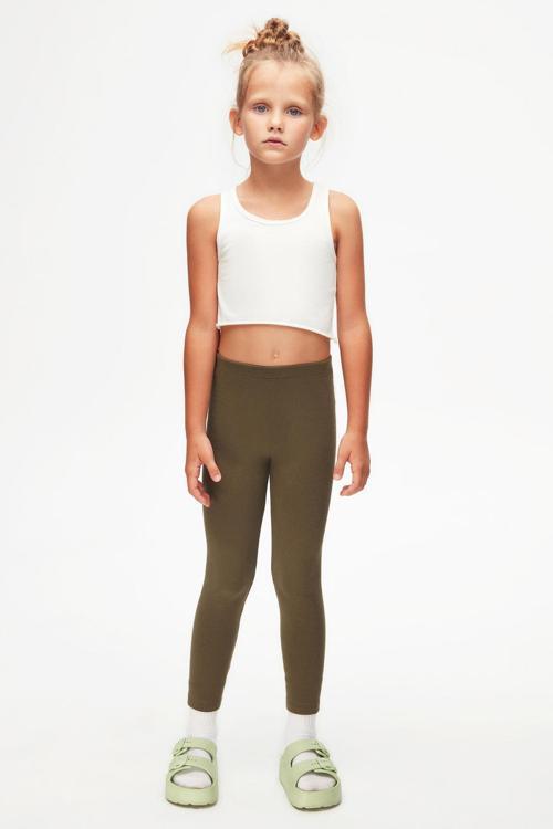 Kamuflaj Yeşil Basic Kız Çocuk Kışlık Tayt