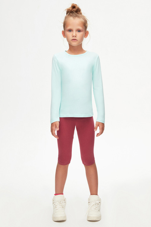 Mint Basic Mevsimlik Likralı Uzun Kollu Kız Çocuk Tişört