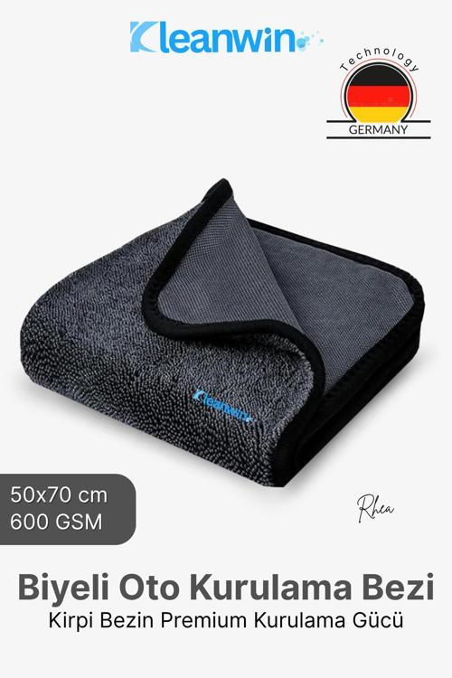 Rhea Mikrofiber Kurulama Bezi 50X70Cm 600 Gsm Tek Katlı Biyeli Premium Oto Kurulama Havlusu