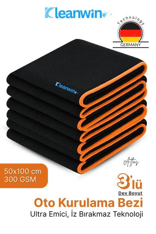 Atlas 3’Lü Set 50X100 Cm Premium Mikrofiber Araba Kurulama Bezi – Maxi Boy Ultra Emici Oto Havlusu