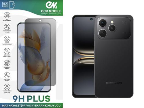 Tecno Spark 40 ile Uyumlu Ekran Koruyucu 9H Esnek Nano Kırılmayan MAT HAYALET(Privacy)