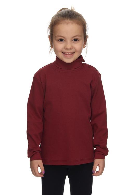 Bordo Basic Kız Çocuk Çıtçıtlı Tam Balıkçı Yaka Şardonlu Kışlık Uzun Kollu Tişört