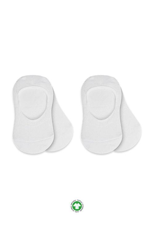 Bistyle 2'Li Penye Babet Silikonlu Basic Çorap 30104 Beyaz Beyaz