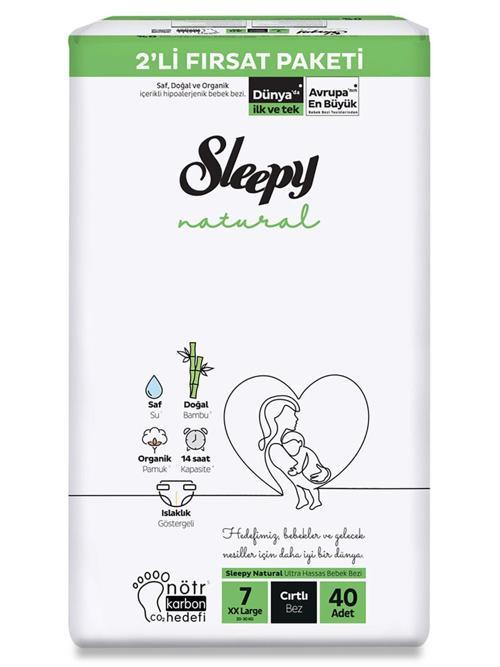 Sleepy Natural Bebek Bezi 2'Li Fırsat Paketi 7 Beden 20-30 Kg 40 Adet