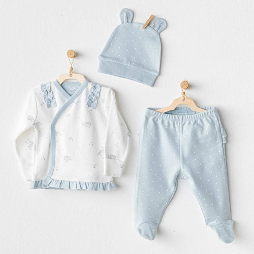 AC25646 Cuddly Bunny Bear 3'Lü Zıbın Set Blue