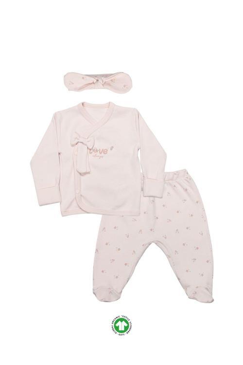 Bistyle 3Lü Zıbın Takım Grow İn Love 13102 Pembe Ekru