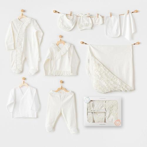 Andywawa AC25311 Newborn Chic Girl 10 Parça Hastane Çıkışı Ekru