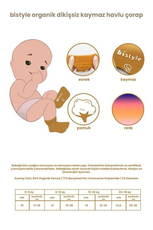 Bistyle 2'Li Havlu Soket Kaymaz Çorap 10504 Ekru Pudra