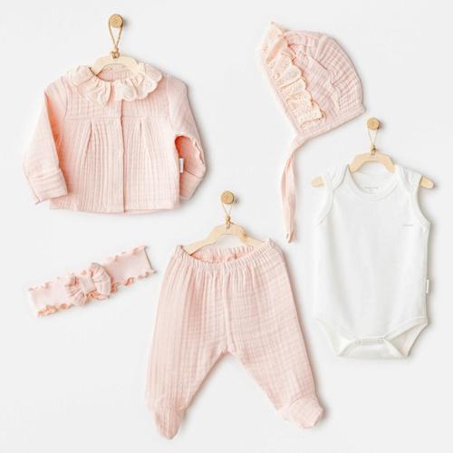 Andywawa AC25840 Natural Gift Müslin 5'Li Hastane Çıkışı Salmon