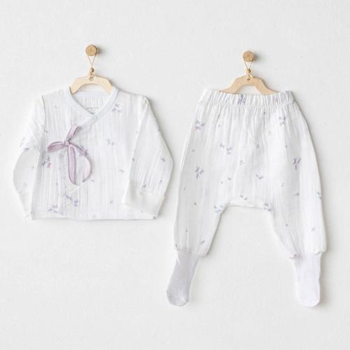 Andywawa AC25584 Magical Butterfly Müslin 2'Li Zıbın Takım White