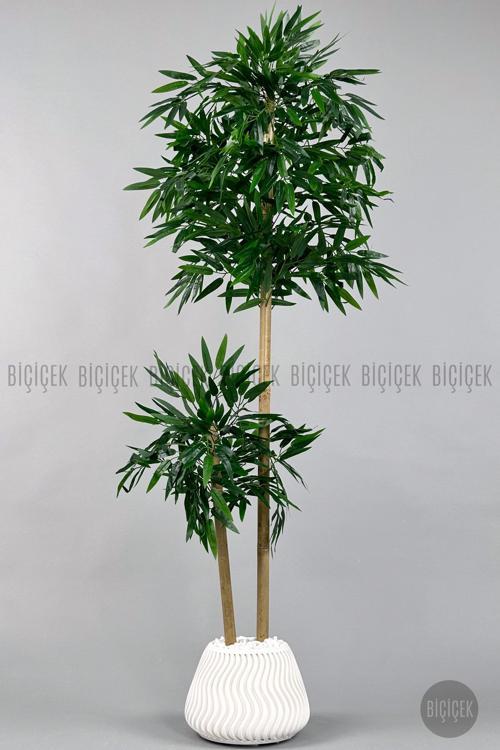 Yapay Bambu Ağacı 140Cm Büyük Saksı Yoğun Yapraklı