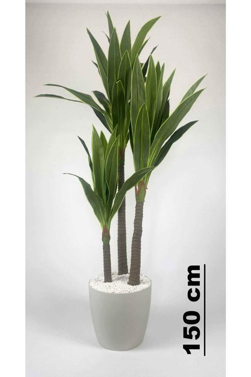 Yapay Yuka Ağacı 150Cm Büyük Boy Kırıkbeyaz Renk Yakut Saksıda Yapay Ağaç