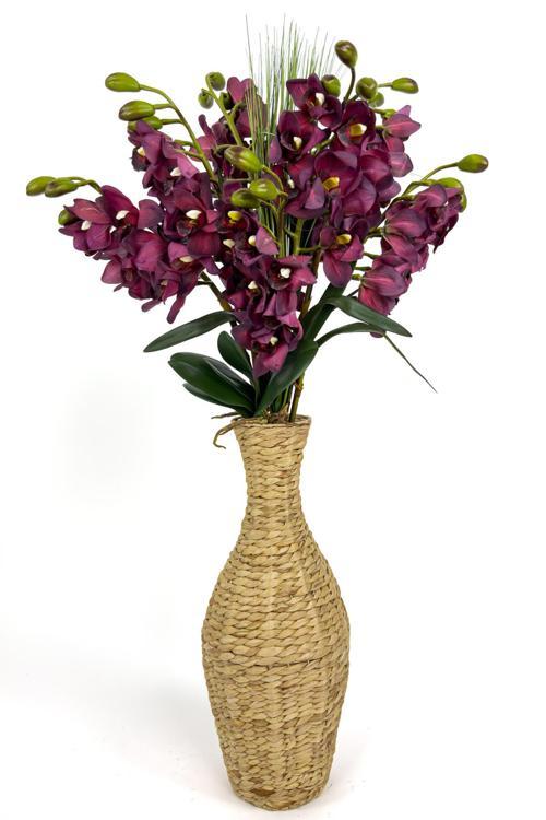Luxury Mor Singapur Orkide 120 Cm Hasır Bohem Vazoda
