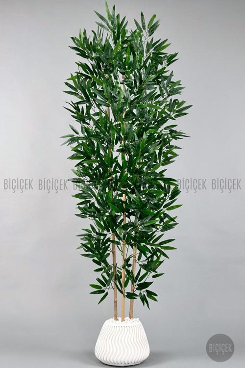 Yapay Bambu Ağacı 160Cm Yoğun Yapraklı Büyük Saksıda