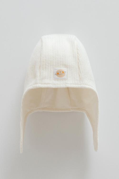 COLOR WORLD KULAKLI TRİKO ŞAPKA - CARAMELL  - SPE2076 - Krem - 3 - 6 Ay - SPE2076-Krem-3 - 6 Ay Krem