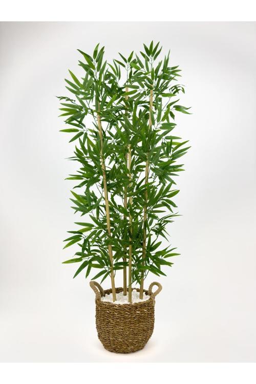 140 Cm Yapay Bambu Ağacı Hasır Saksıda