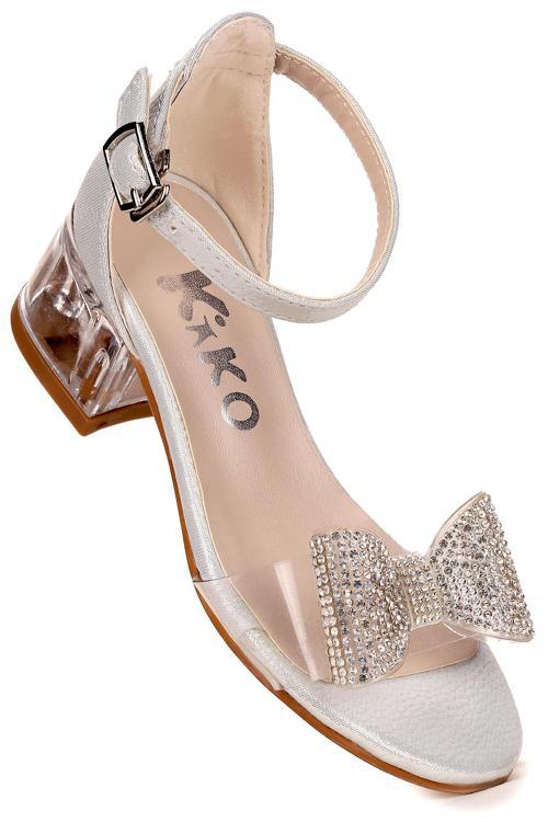  Tire Vakko Kız Çocuk 4 Cm Şeffaf Topuklu Sandalet Abiye Ayakkabı